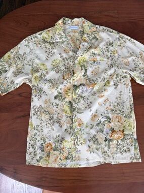 John Elliott Cream Floral Short-Sleeve Shirt